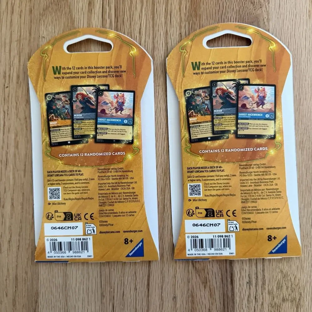 Disney Lorcana Wilds Unknown Sleeved Booster Pack Lot of 2 (24 Total Cards)